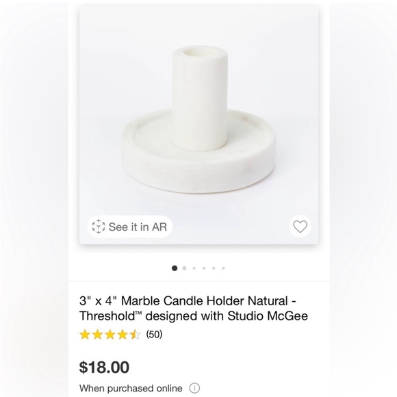 SET OF 2 Studio McGee Marble Taper Candle Holders - Picture 3 of 10